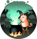 Funny cat ÃÂooking a potion in a cauldron